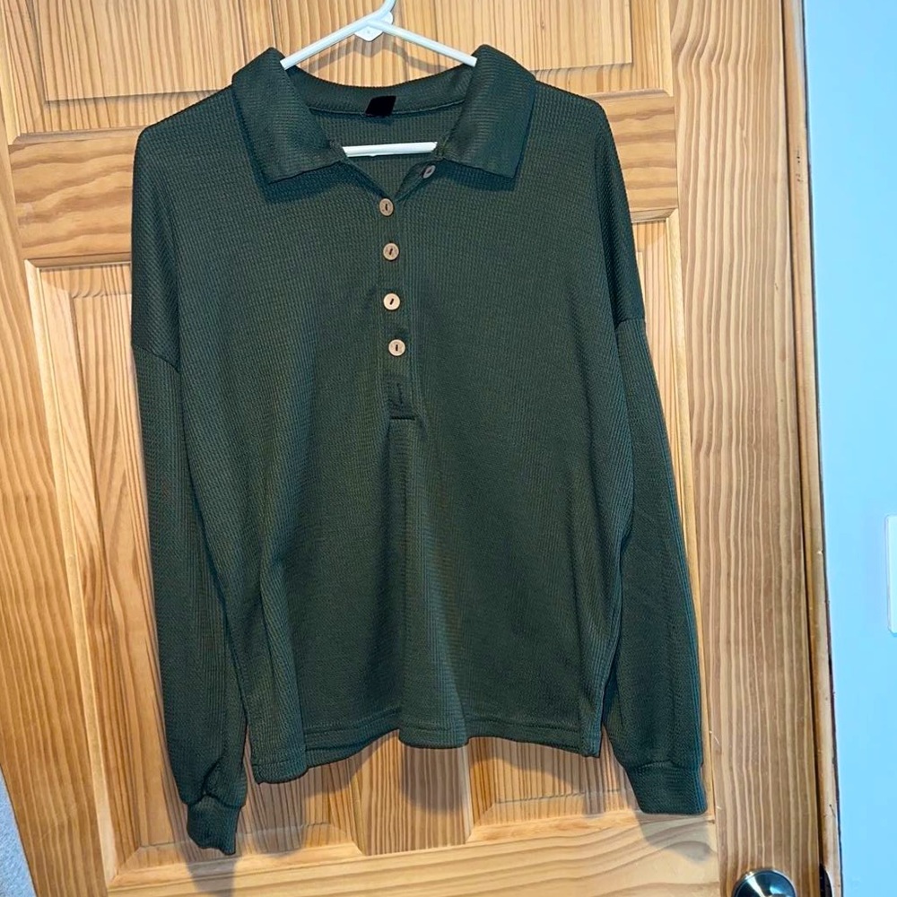 SHEIN half button drop shoulder tee